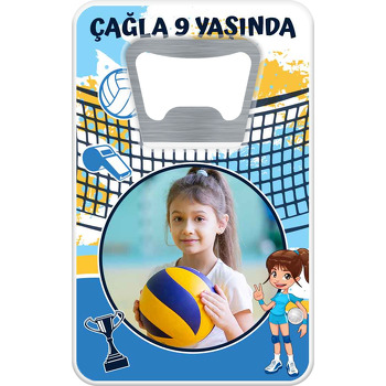 Voleybol Temalı Dikdörtgen Magnet Açacak