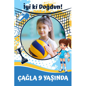 Voleybol Temalı Doğum Günü Afiş