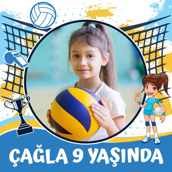 Voleybol Temalı Kare Parti Afiş