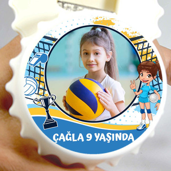 Voleybol Temalı Resimli Kapak Şekilli Magnet Açacak