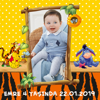 Winnie The Pooh 2  Temalı Kare Parti Afiş