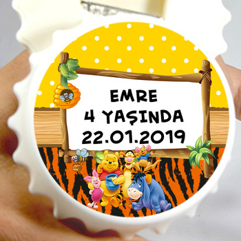 Winnie The Pooh 2 Temalı Kapak Şekilli Magnet Açacak