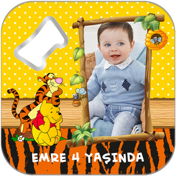 Winnie The Pooh 2 Temalı Kare Magnet Açacak