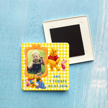 Winnie The Pooh Temalı Plastik Kare Magnet