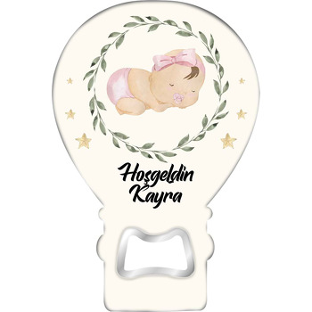 Yaprak Çerçevede Kız Bebek Temalı Balon Magnet Açacak