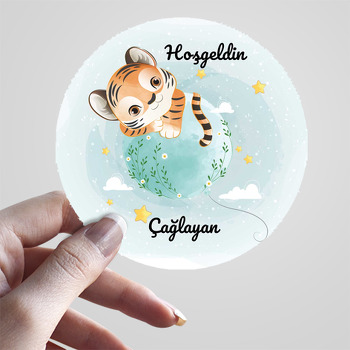 Yavru Kaplan ile Dünya Temalı Sticker