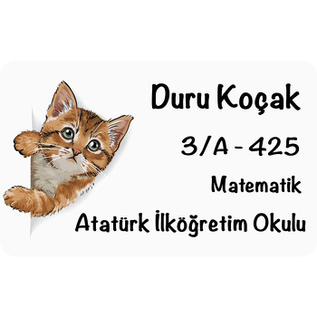 Yavru Kedi Temalı Defter Etiketi