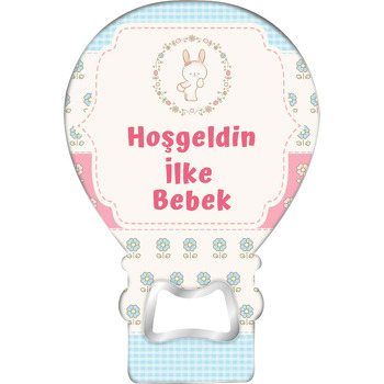 Yavru Tavşan ile Çiçek Çerçeve Temalı Balon Magnet Açacak