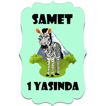 Yavru Zebra Su Yeşili Fon Temalı Özel Kesim Magnet