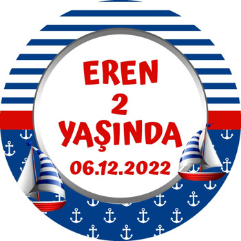 Yelkenli Gemi ile Denizci Temalı Sticker Etiket