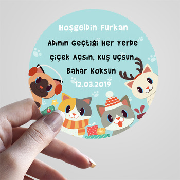 Yeni Yıl Kedileri 2  Temalı Sticker