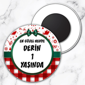 Yeni Yıl Temalı Daire Plastik Magnet