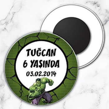 Yenilmezler Hulk Temalı Daire Plastik Magnet