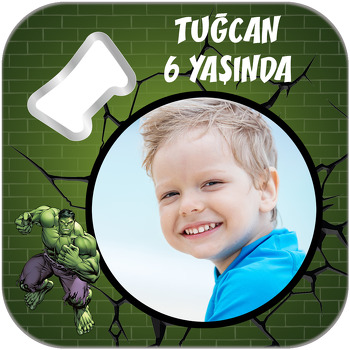 Yenilmezler Hulk Temalı Kare Magnet Açacak