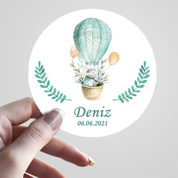 Yeşil Balonla Uçan Tavşan Temalı Sticker