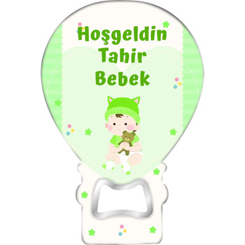 Yeşil Bereli Bebek Temalı Balon Magnet Açacak