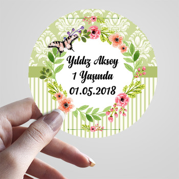 Yeşil Çiçek Temalı Sticker