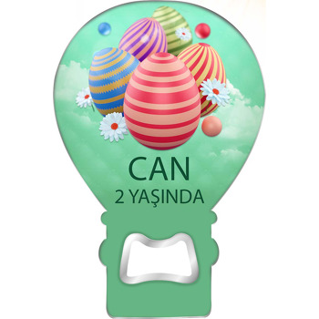 Yeşil Fonda Paskalya Yumurtaları Temalı Balon Magnet Açacak