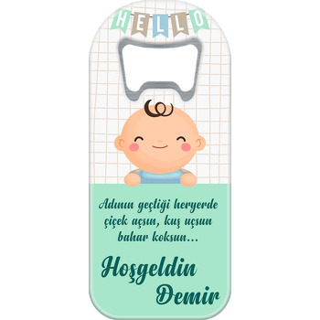 Yeşil Hello Flama ile Bebek Temalı Uzun Magnet Açacak