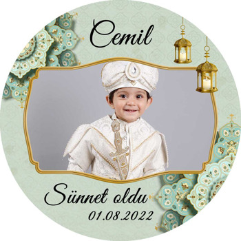 Yeşil ile Gold Mandalada Sünnet Temalı Sticker