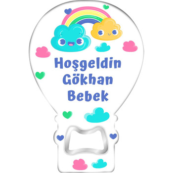 Yeşil ile Sarı Neşeli Bulutlar Temalı Balon Magnet Açacak