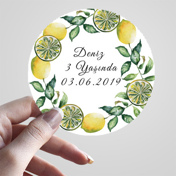 Yeşil Yapraklı Limon Temalı Sticker