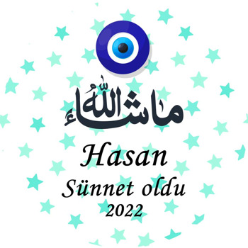 Yeşil Yıldızlar ile Maşallah Sünnet Temalı Akrilik Daire Magnet