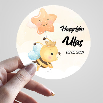 Yıldız Balon ile Uçan Arı Temalı Sticker