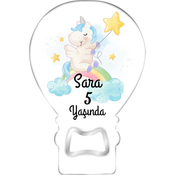 Yıldız Balonlu Unicorn Temalı Balon Magnet Açacak