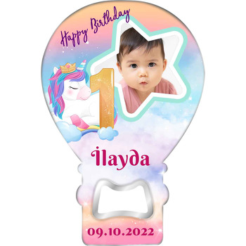 Yıldız Çerçeve ile Unicorn 1 Yaş Temalı Balon Magnet Açacak