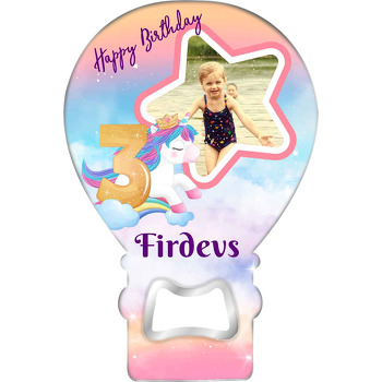 Yıldız Çerçeve ile Unicorn 3 Yaş Temalı Balon Magnet Açacak