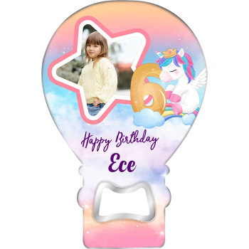 Yıldız Çerçeve ile Unicorn 6 Yaş Temalı Balon Magnet Açacak