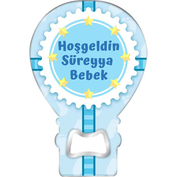 Yıldız Kenarlı Beyaz Çerçeve Temalı Balon Magnet Açacak