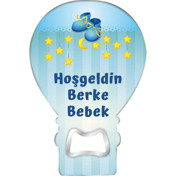 Yıldızlar ile Mavi Bebek Ayakkabısı Temalı Balon Magnet Açacak