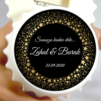 Yıldızlar Temalı Söz Nişan Nikah Kapak Şekilli Magnet Açacak