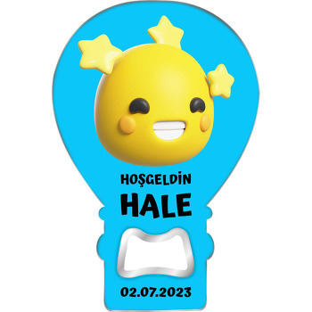 Yıldızlı Emoji Mavi Fon Temalı Balon Magnet Açacak