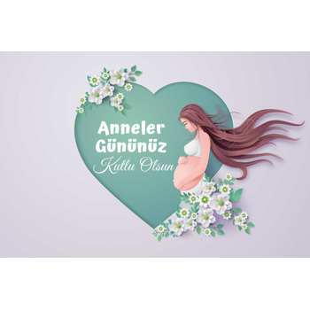 Ysemin Çiçekleri ile Hamile Anne Temalı Plastik Magnet