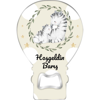 Zebra Anne Çocuk Yaprak Çerçevede Temalı Balon Magnet Açacak