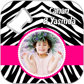 Zebra Desen Temalı Kare Magnet Açacak