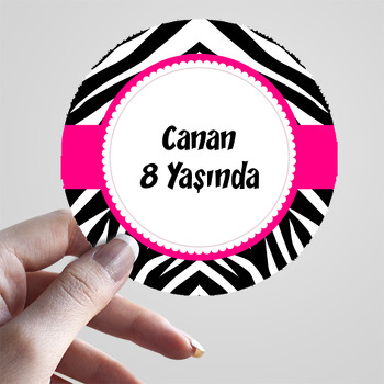 Zebra Desen Temalı Parti Sticker