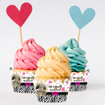 Zebra ve Çiçek Temalı Cupcake Sargısı