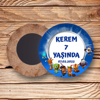 Zooba Temalı Ahşap Daire Magnet