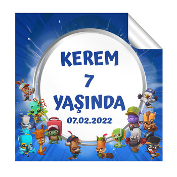 Zooba Temalı Kare Etiket