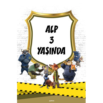 Zootopia Temalı Doğum Günü Afiş