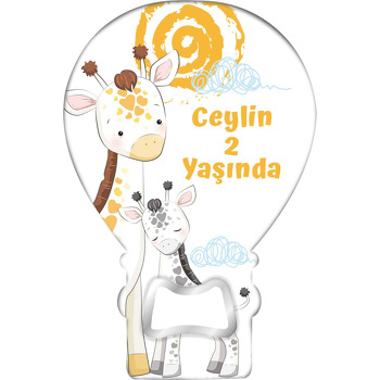 Zürafa Anne Çocuk ile Güneş Temalı Balon Magnet Açacak