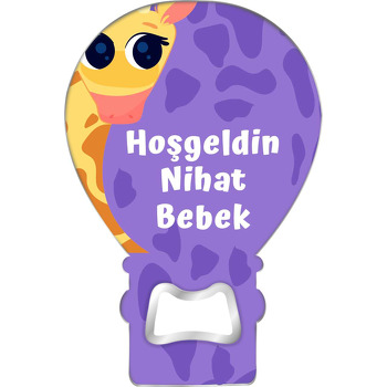 Zürafa ile Mor Bebekli Fon Temalı Balon Magnet Açacak