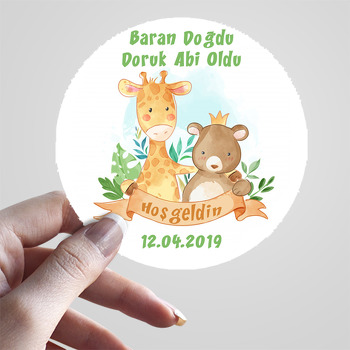 Zürafa Ve Ayıcık Temalı Sticker